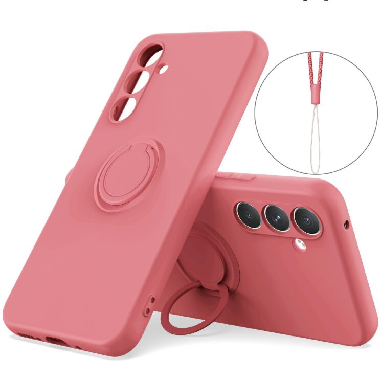 Силіконовий (TPU) чохол з кільцем Deexe Color Shell для Samsung Galaxy S26 FE - Red: фото 1 з 8