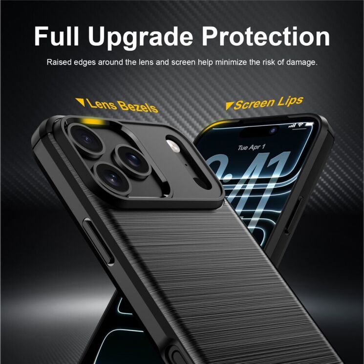 Силиконовый (TPU) чехол UniCase Carbon для iPhone 18 Pro - Black: фото 3 из 9