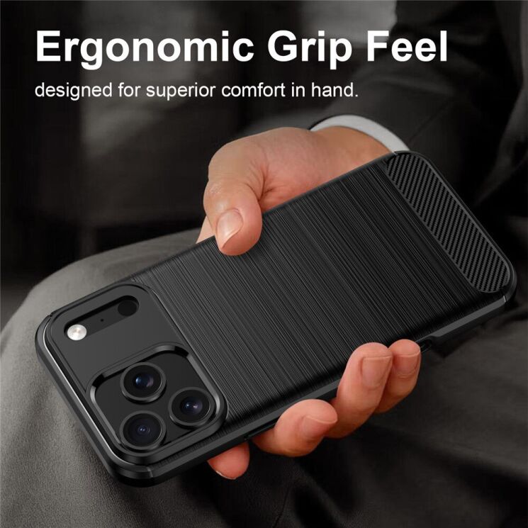 Силиконовый (TPU) чехол UniCase Carbon для iPhone 18 Pro - Black: фото 2 из 9