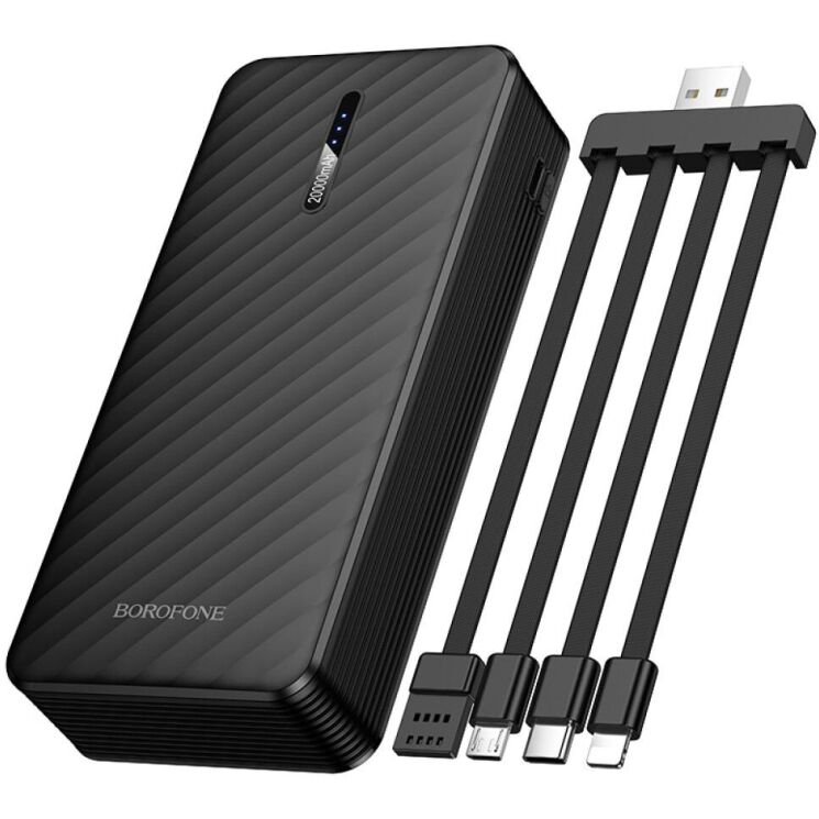 Внешний аккумулятор BOROFONE BJ84A 10W (20000mAh) + кабель MicroUSB + Type-C + Lightning + USB - Black (995598B) Внешний аккумулятор BOROFONE BJ84A 10W (20000mAh) + кабель MicroUSB + Type-C + Lightning + USB - Black: фото 1 из 8