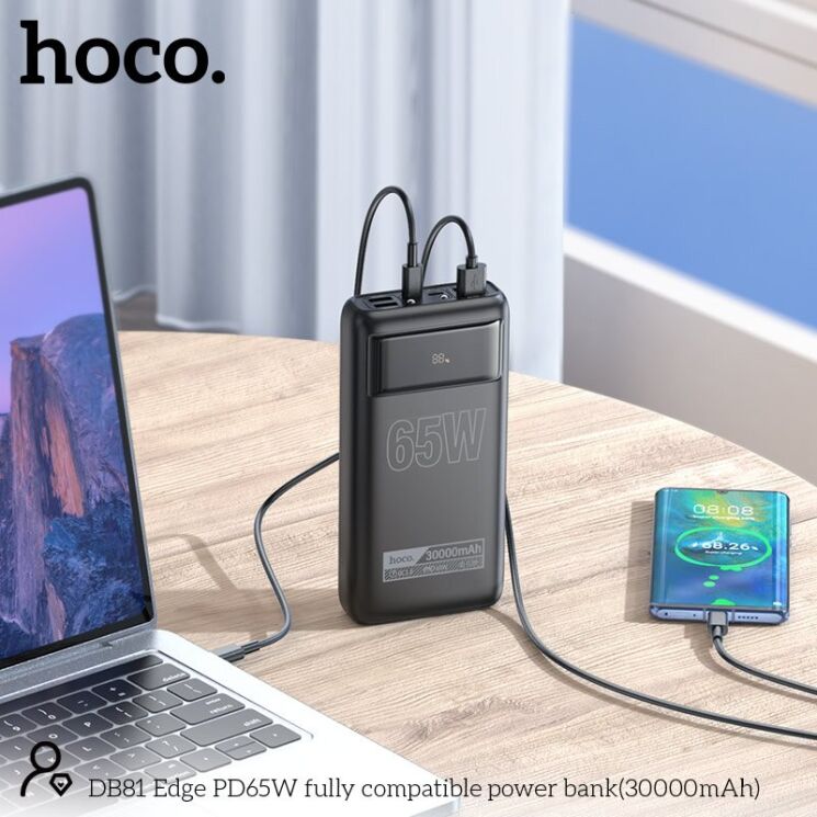 Зовнішній акумулятор Hoco DB81 Apollo PD65W (30000mAh) - Black: фото 6 з 7