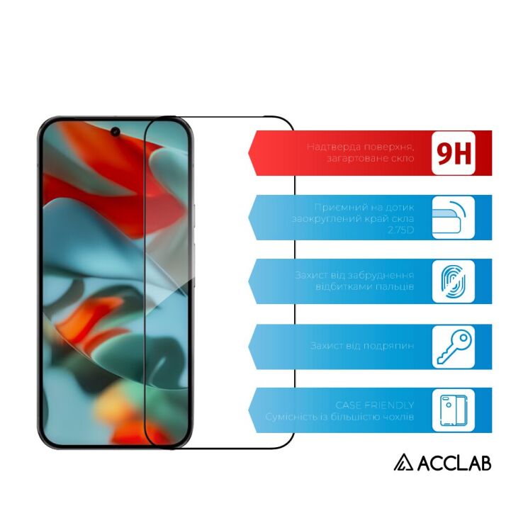Захисне скло ACCLAB Full Glue для Google Pixel 10a - Black: фото 6 з 7