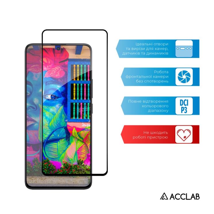 Защитное стекло ACCLAB Full Glue для Xiaomi Redmi Note 13 5G - Black: фото 5 из 7