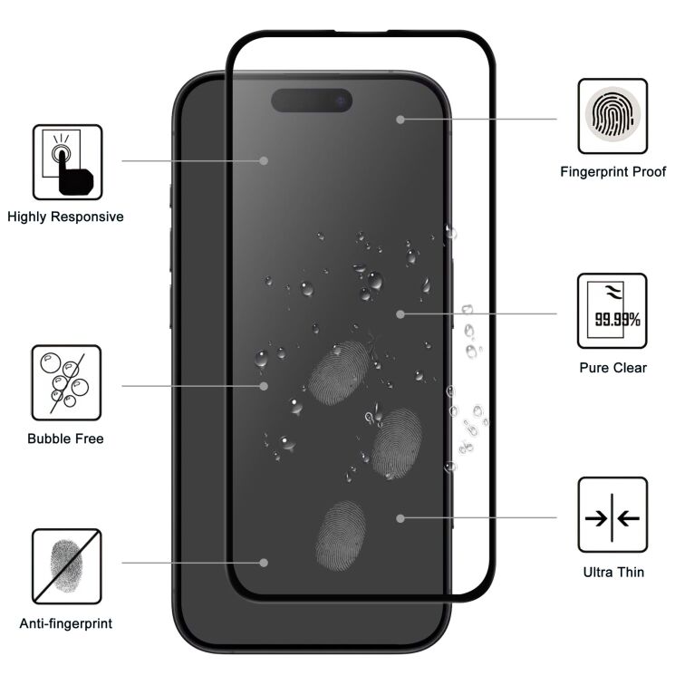 Захисне скло Deexe Full Glue Coverage для Apple iPhone 17 - Black: фото 2 з 4
