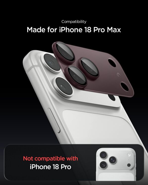 Захисне скло на камеру Spigen Optik Pro XL EZ Fit для iPhone 18 Pro Max (AGL12040) - Dark Cherry (440335WR) Захисне скло на камеру Spigen Optik Pro XL EZ Fit для iPhone 18 Pro Max (AGL12040) - Dark Cherry: фото 6 з 11