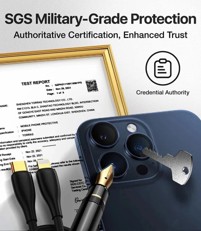 Захисне скло на камеру TORRAS Lensguard для iPhone 15 Pro / 15 Pro Max - Black: фото 3 з 7