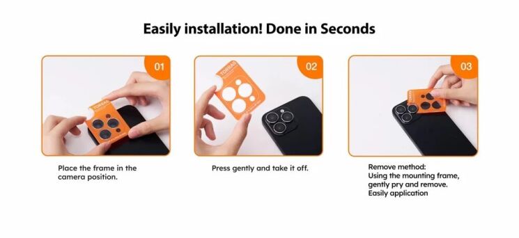 Захисне скло на камеру TORRAS Lensguard для iPhone 15 Pro / 15 Pro Max - Black: фото 7 з 7