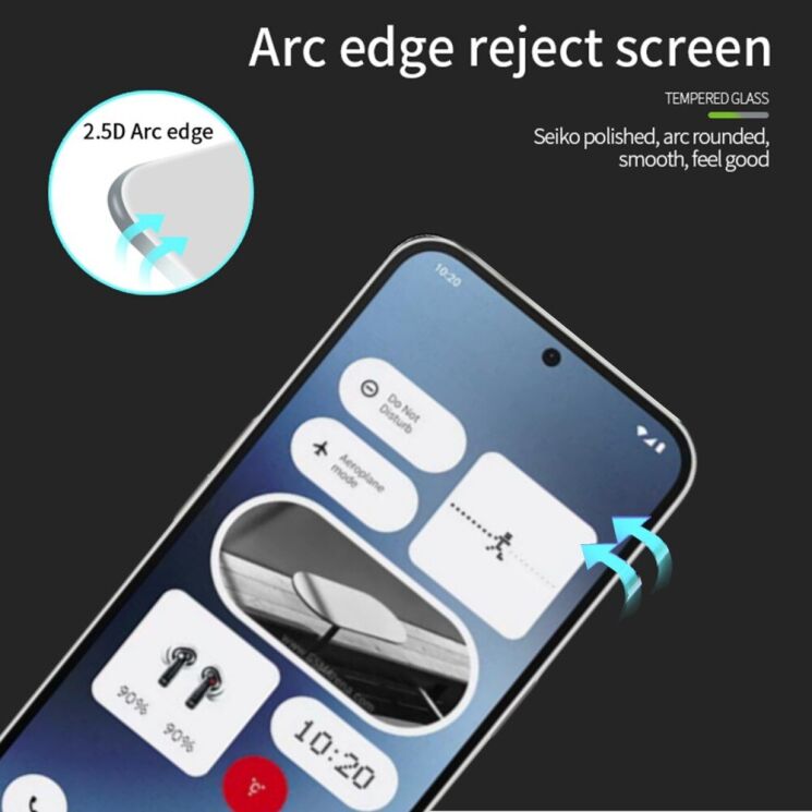 Защитное стекло PINWUYO Full Glue Cover для Nothing Phone (3a) / Phone (3a) Pro - Black: фото 5 из 10