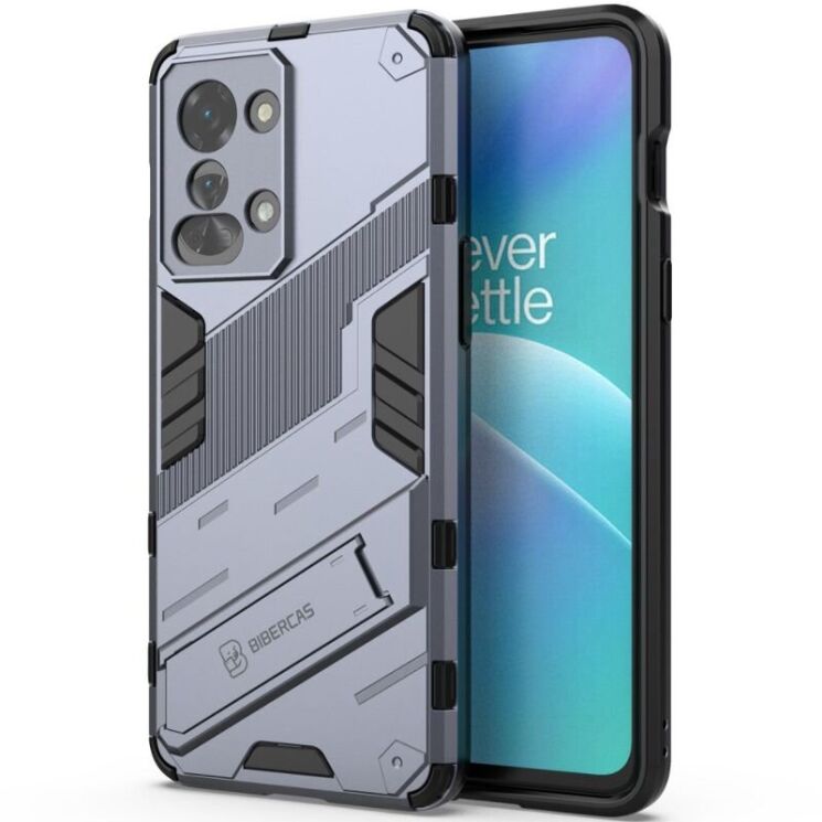 Защитный чехол с подставкой Deexe Bibercas для OnePlus Nord 2T - Dark Blue: фото 1 из 6