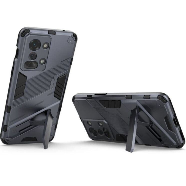 Защитный чехол с подставкой Deexe Bibercas для OnePlus Nord 2T - Dark Blue: фото 2 из 6