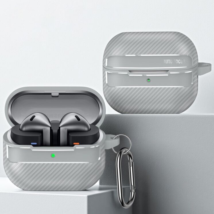 Захисний чохол Deexe Carbon Case для Samsung Galaxy Buds 3 / Buds 3 Pro - Light Grey: фото 2 з 8