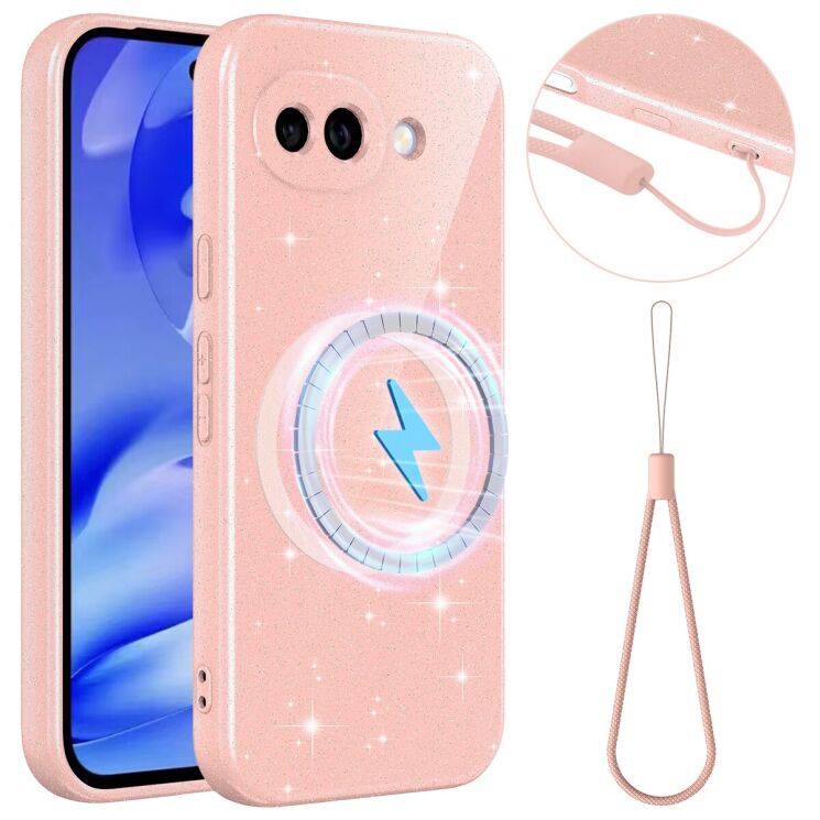 Захисний чохол Deexe Glitter Case with MagSafe для Google Pixel 10a - Pink: фото 1 з 7