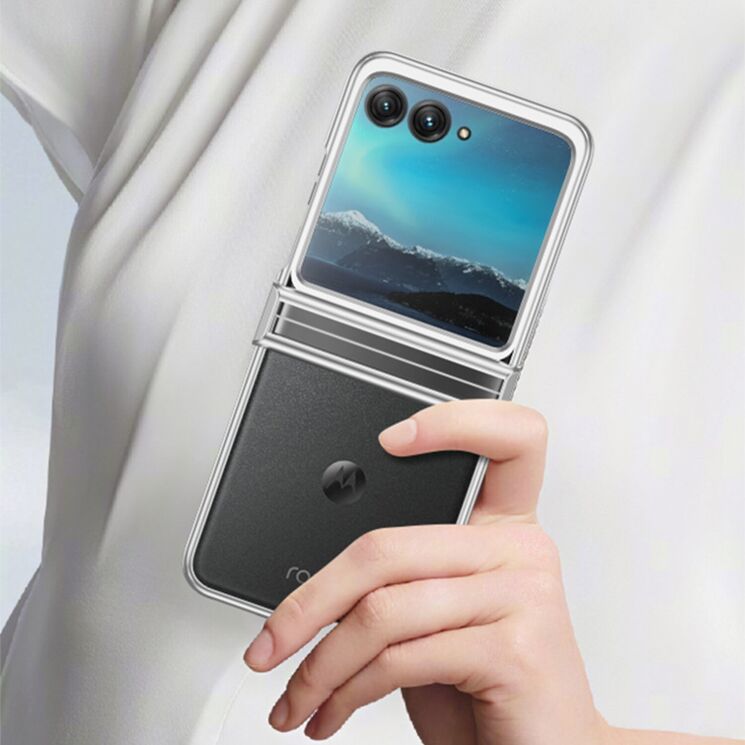 Захисний чохол Deexe Hinge Guard (FF) для Motorola Razr 50 - Silver: фото 6 з 9