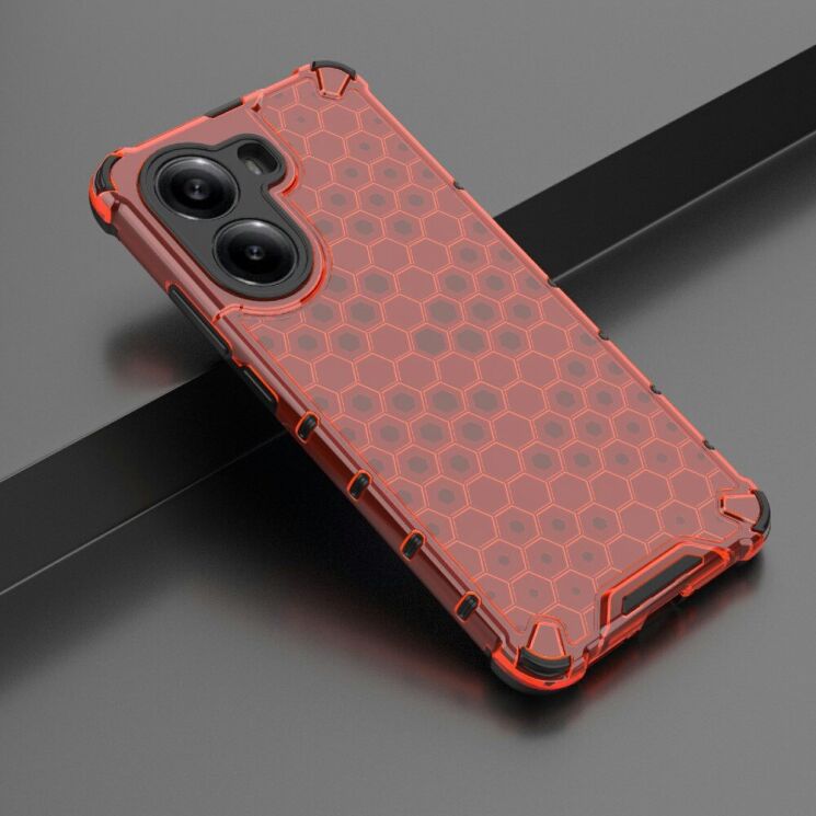 Захисний чохол Deexe Honeycomb Series для Xiaomi Poco X7 Pro - Red: фото 3 з 5