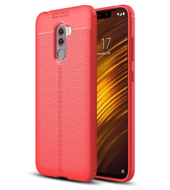 Защитный чехол Deexe Leather Cover для Xiaomi Pocophone F1 - Red: фото 1 из 10