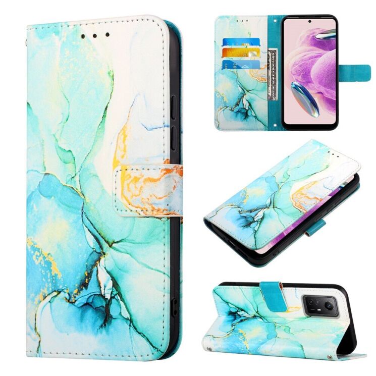 Защитный чехол Deexe Marble Wallet для Xiaomi Redmi Note 12S - Green: фото 1 из 8