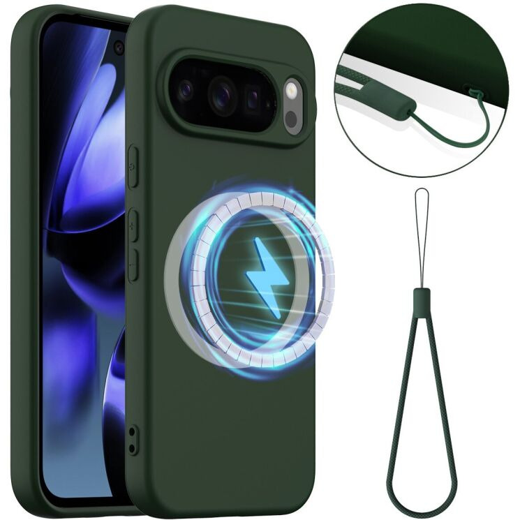 Захисний чохол Deexe Silicone Case with MagSafe для Google Pixel 10 Pro XL - Dark Green: фото 1 з 9