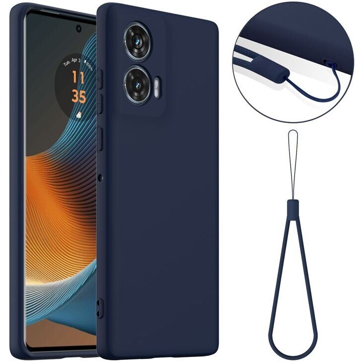 Защитный чехол Deexe Silicone Case with MagSafe для Motorola Edge 50 Fusion - Dark Blue: фото 1 из 9