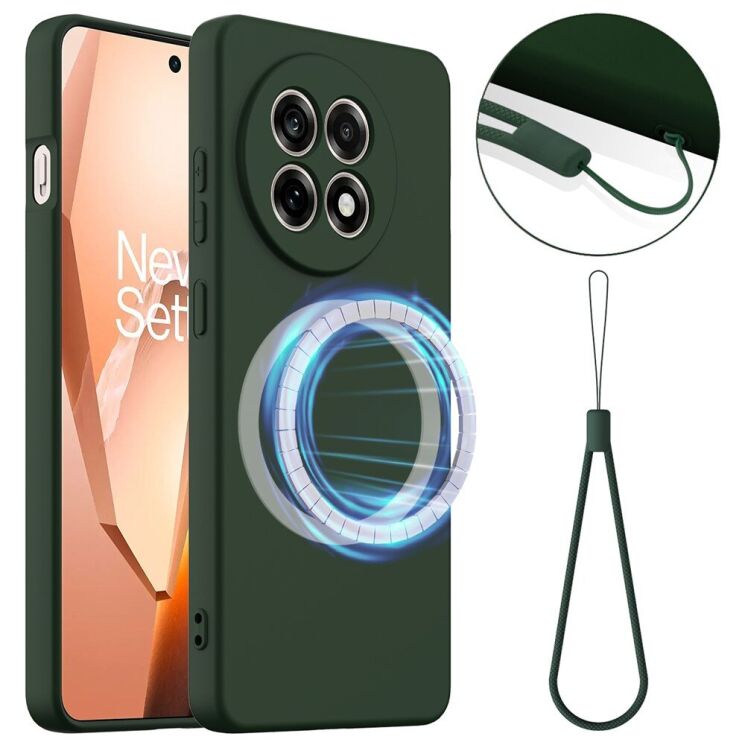 Защитный чехол Deexe Silicone Case with MagSafe для OnePlus 13R / Ace 5 / Ace 5 Pro - Dark Green: фото 1 из 8
