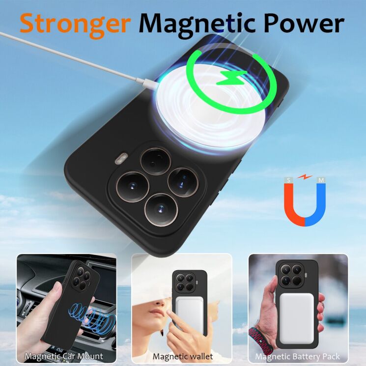 Захисний чохол Deexe Silicone Case with MagSafe для Xiaomi 17T Pro - Black: фото 4 з 9