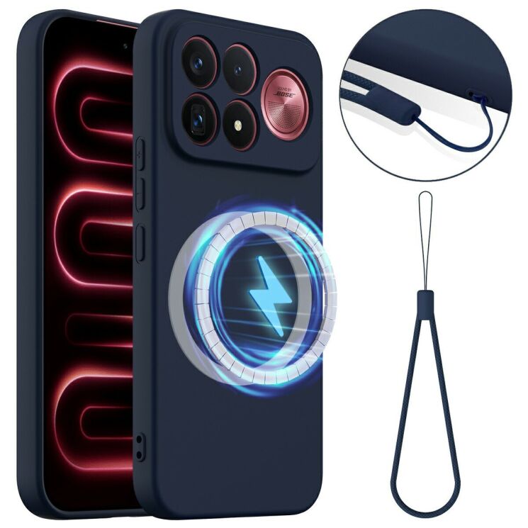 Защитный чехол Deexe Silicone Case with MagSafe для Xiaomi Poco F9 Ultra - Dark Blue: фото 1 из 8