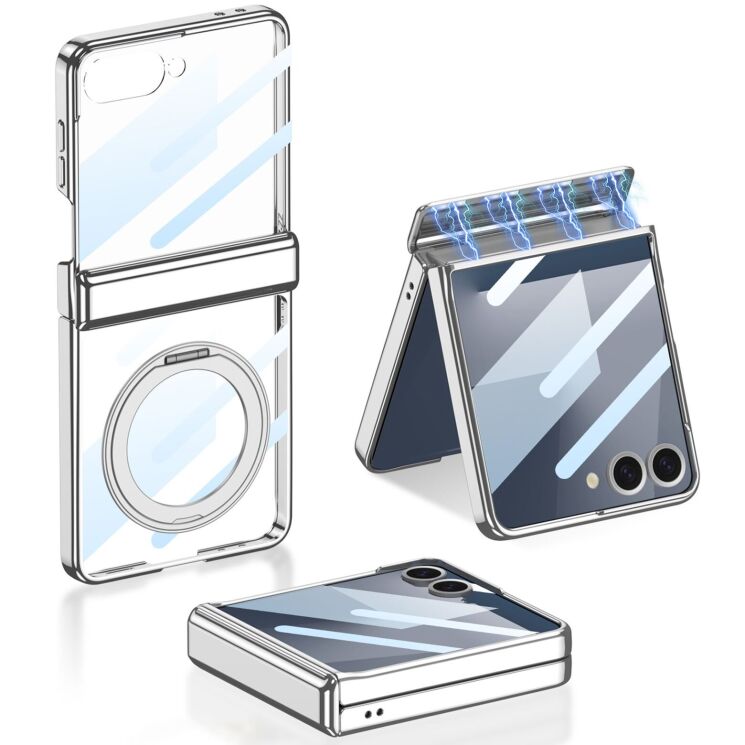 Защитный чехол GKK Hinge Magnetic для Samsung Galaxy Flip 7 - Silver: фото 1 из 10