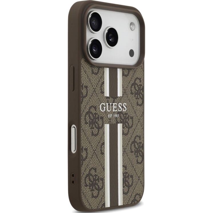 Защитный чехол Guess 4G Printed Stripes MagSafe для iPhone 17 Pro (GUHMP17LP4RPSW) - Brown: фото 4 из 9