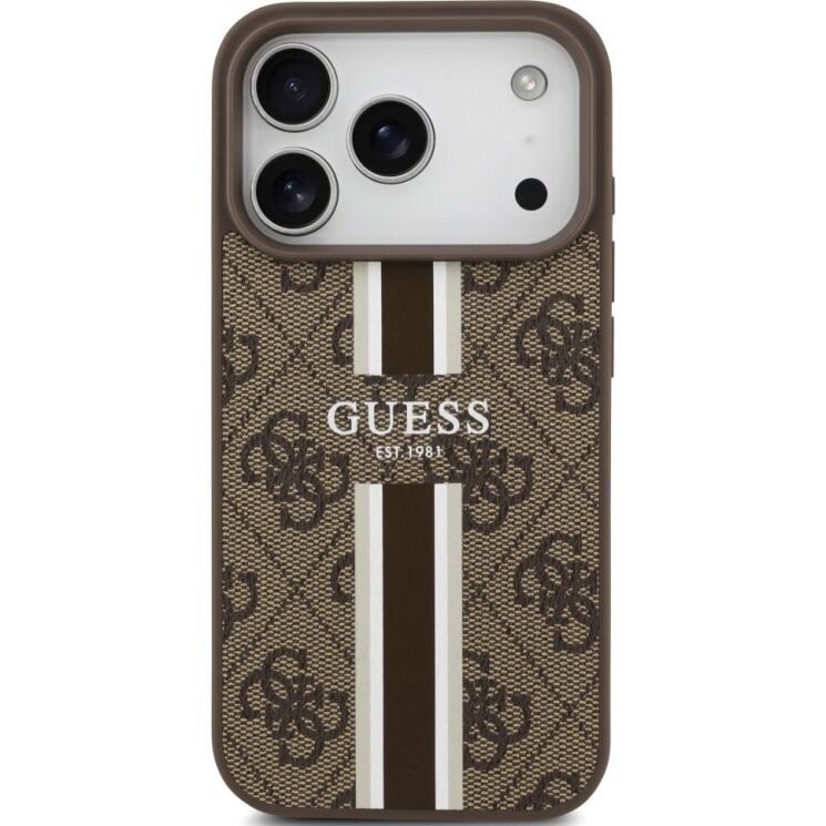 Защитный чехол Guess 4G Printed Stripes MagSafe для iPhone 17 Pro (GUHMP17LP4RPSW) - Brown: фото 2 из 9