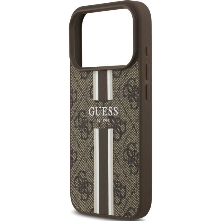 Защитный чехол Guess 4G Printed Stripes MagSafe для iPhone 17 Pro (GUHMP17LP4RPSW) - Brown: фото 6 из 9