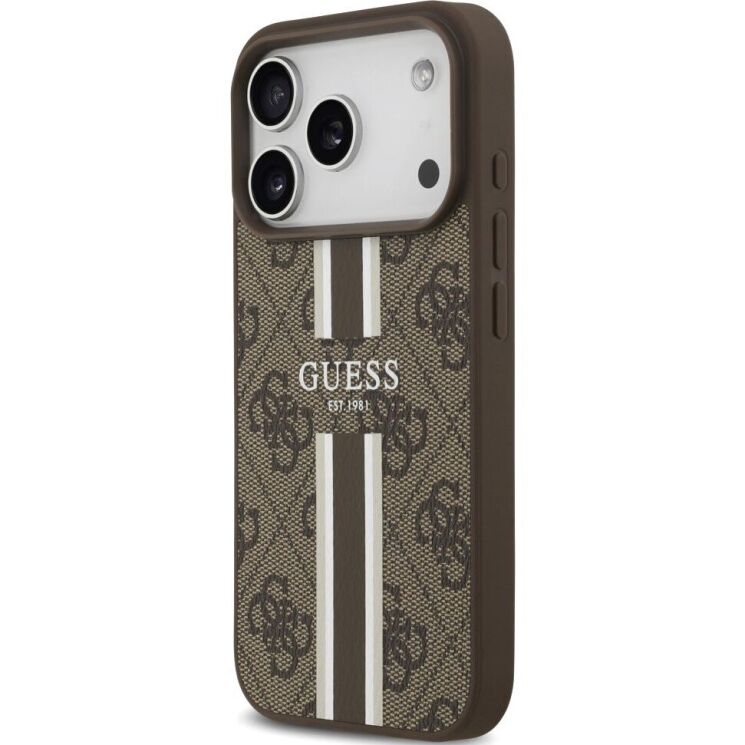 Защитный чехол Guess 4G Printed Stripes MagSafe для iPhone 17 Pro (GUHMP17LP4RPSW) - Brown: фото 3 из 9