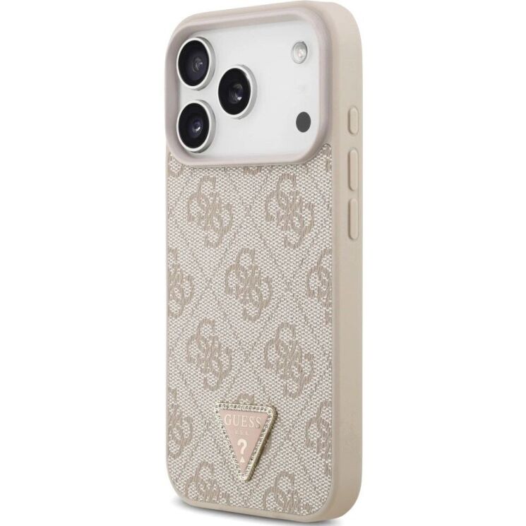 Защитный чехол Guess Leather 4G Triangle Strass MagSafe для iPhone 17 Pro (GUHMP17LP4TDPLP) - Pink: фото 3 из 9