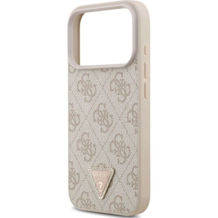 Защитный чехол Guess Leather 4G Triangle Strass MagSafe для iPhone 17 Pro (GUHMP17LP4TDPLP) - Pink: фото 6 из 9