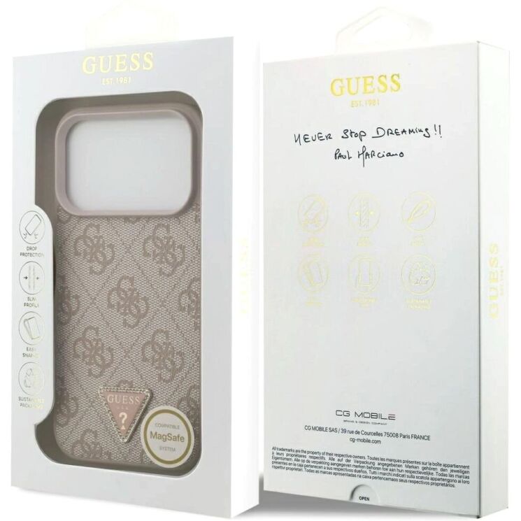 Защитный чехол Guess Leather 4G Triangle Strass MagSafe для iPhone 17 Pro (GUHMP17LP4TDPLP) - Pink: фото 8 из 9
