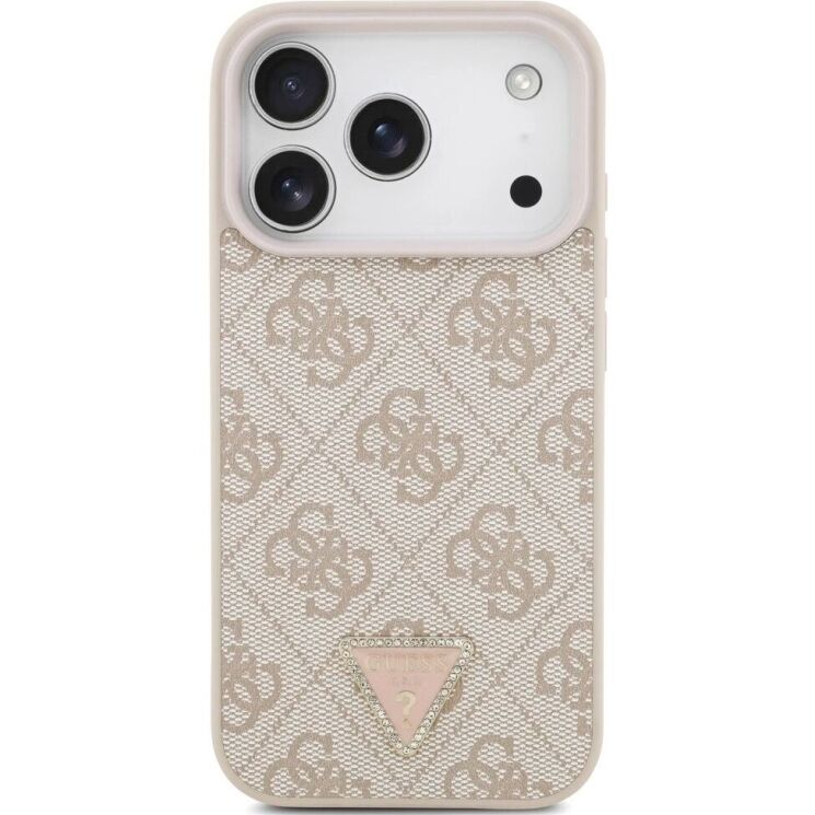 Защитный чехол Guess Leather 4G Triangle Strass MagSafe для iPhone 17 Pro (GUHMP17LP4TDPLP) - Pink: фото 2 из 9