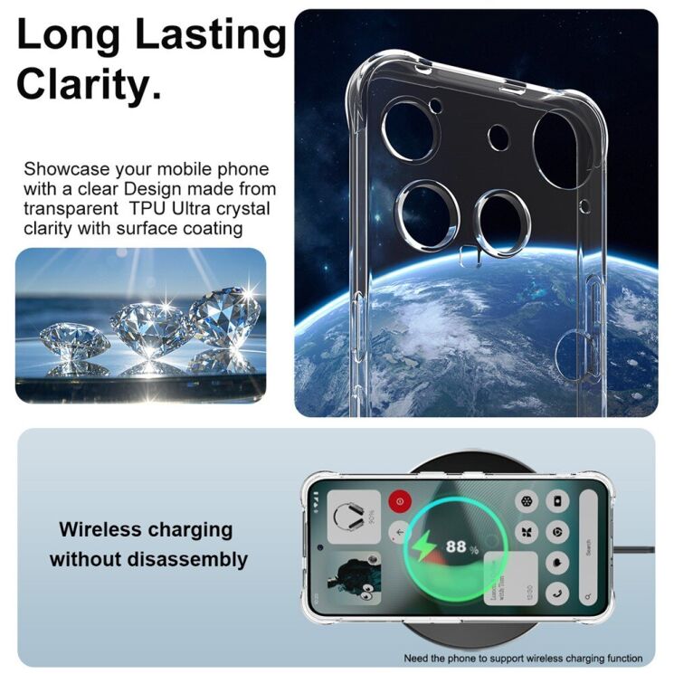 Захисний чохол IMAK Airbag MAX Case для Nothing Phone (3) - Transparent: фото 4 з 11