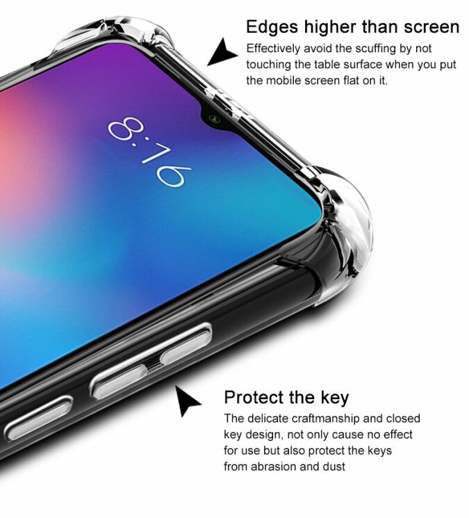 Чехол с усиленными углами IMAK Airbag MAX Case для Xiaomi Mi 9 - Matte Black: фото 12 из 15