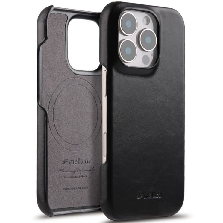 Защитный чехол MELKCO Leather Back Cover (with MagSafe Support) для Apple iPhone 16 Pro Max - Black: фото 1 из 5