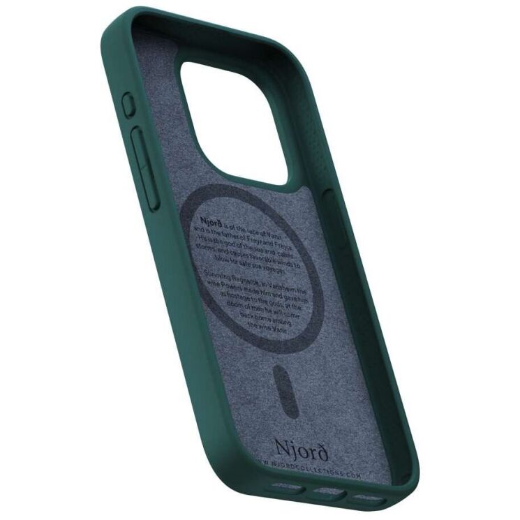 Захисний чохол Njord Salmon Leather MagSafe для Apple iPhone 15 Pro NA53SL02 - Dark Green: фото 9 з 17