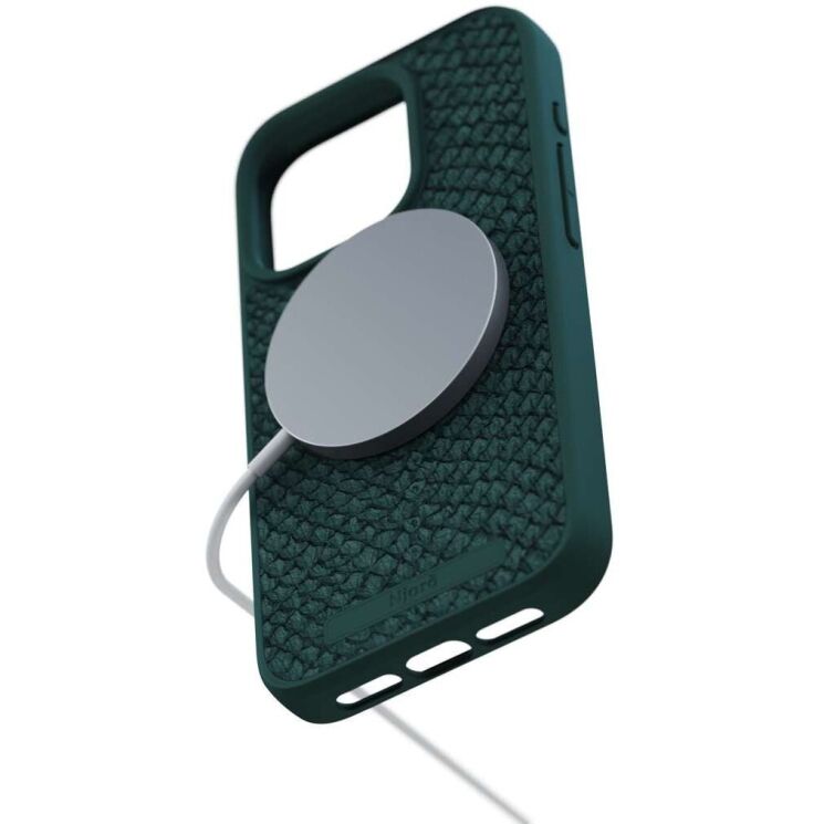 Захисний чохол Njord Salmon Leather MagSafe для Apple iPhone 15 Pro NA53SL02 - Dark Green: фото 4 з 17