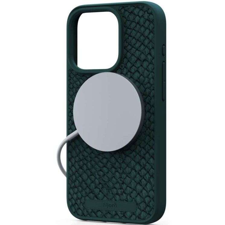 Захисний чохол Njord Salmon Leather MagSafe для Apple iPhone 15 Pro NA53SL02 - Dark Green: фото 2 з 17