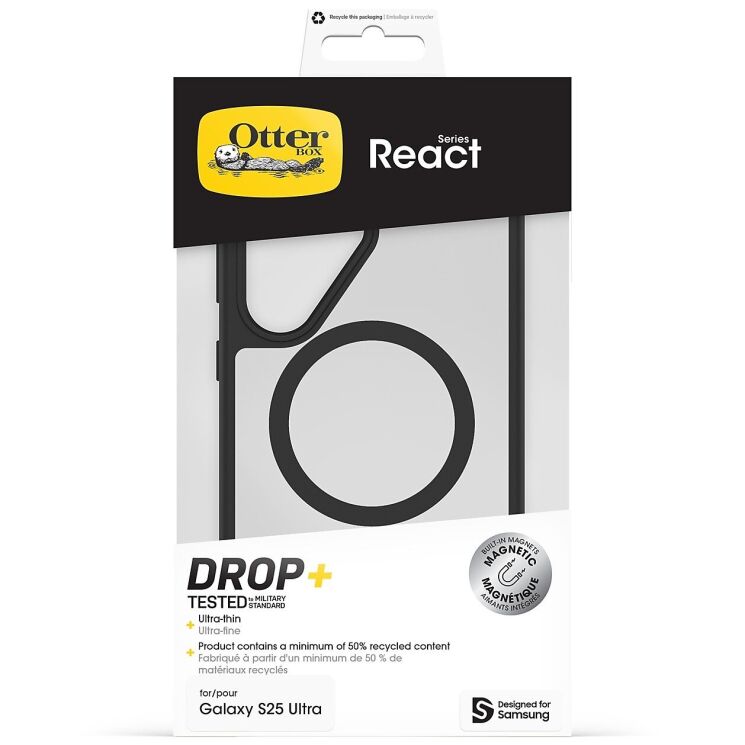 Захисний чохол OtterBox React with MagSafe для Samsung Galaxy S25 Ultra (S938) GP-FPS938OBJTW - Transparent / Black: фото 6 з 7
