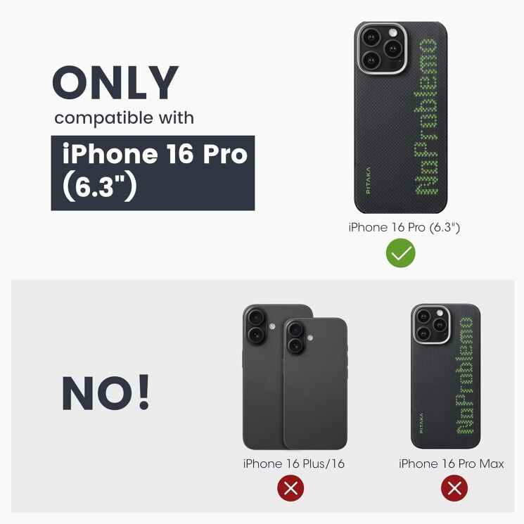 Защитный чехол Pitaka Tactile Woven Case Aries для Apple iPhone 16 Pro (KI1601NO) - NoProblemo: фото 4 из 11