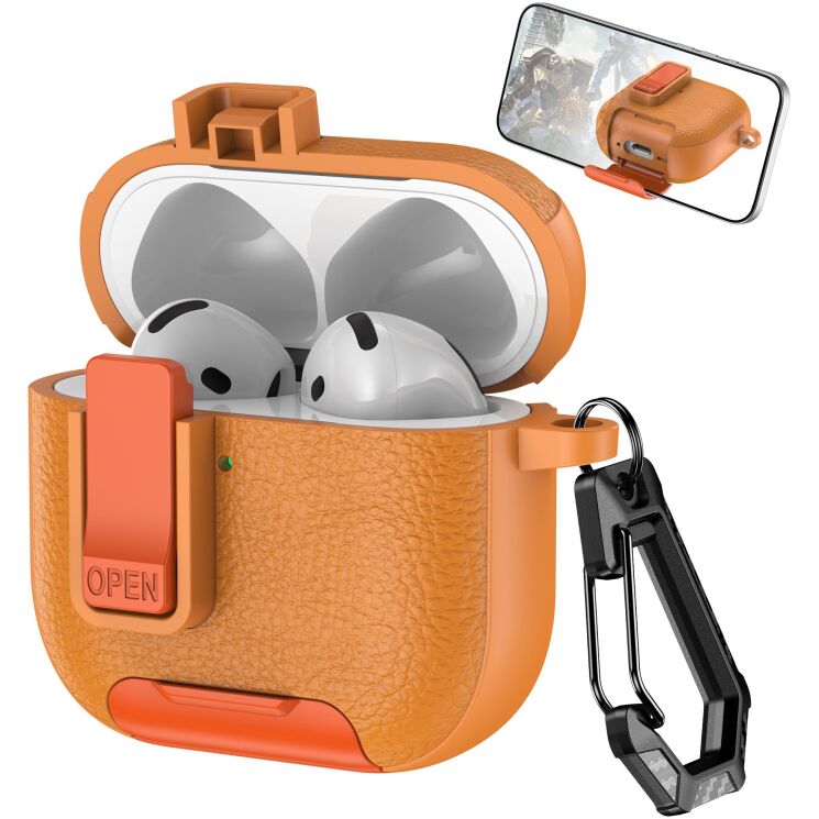 Захисний чохол Reframe Leather Texture для Apple AirPods 4 - Orange: фото 1 з 6