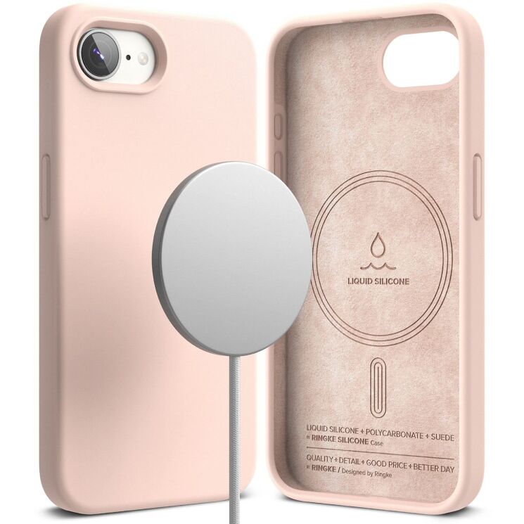 Защитный чехол Ringke Silicone Magnetic для Apple iPhone 16e (8800293852872) - Pink Sand: фото 1 из 10