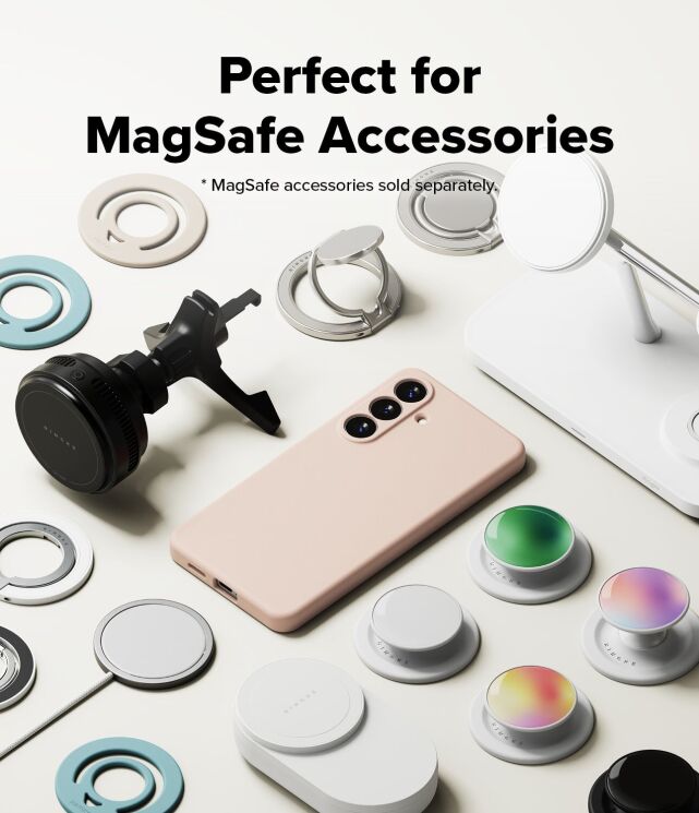 Защитный чехол Ringke Silicone Magnetic для Samsung Galaxy S26 Plus (S947) 8800328815308 - Pink Sand: фото 9 из 18