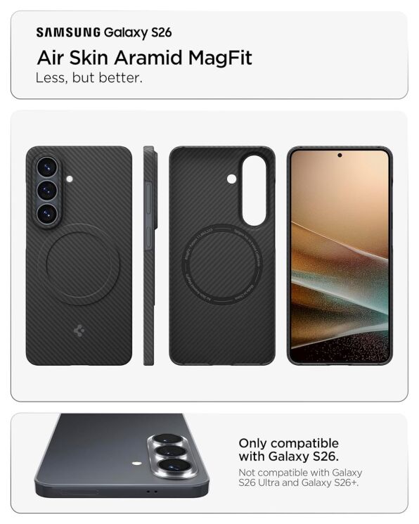 Защитный чехол Spigen AirSkin Aramid (MagFit) для Samsung Galaxy S26 (S942) ACS11059 - Black: фото 9 из 15