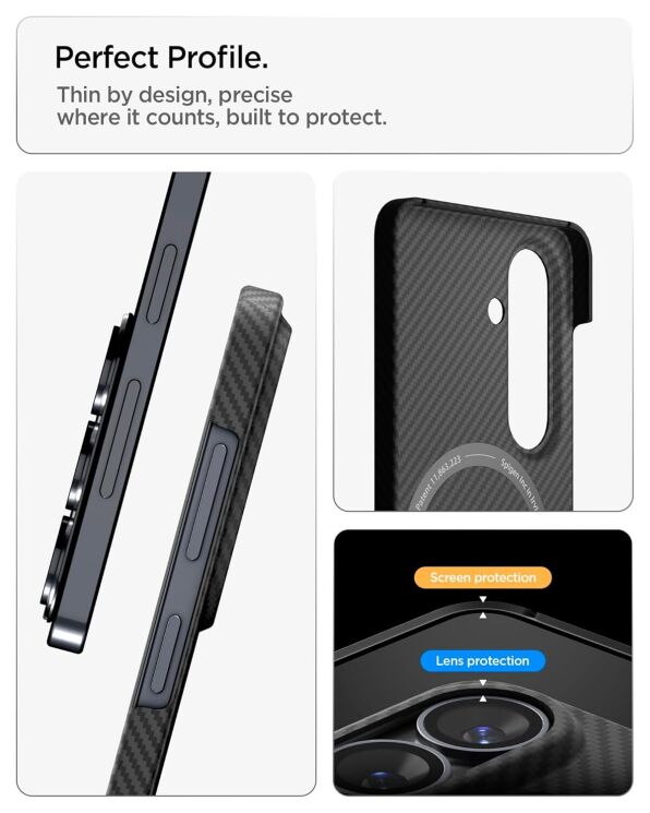 Защитный чехол Spigen AirSkin Aramid (MagFit) для Samsung Galaxy S26 (S942) ACS11059 - Black: фото 13 из 15