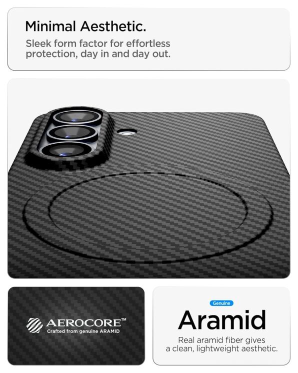 Защитный чехол Spigen AirSkin Aramid (MagFit) для Samsung Galaxy S26 (S942) ACS11059 - Black: фото 10 из 15