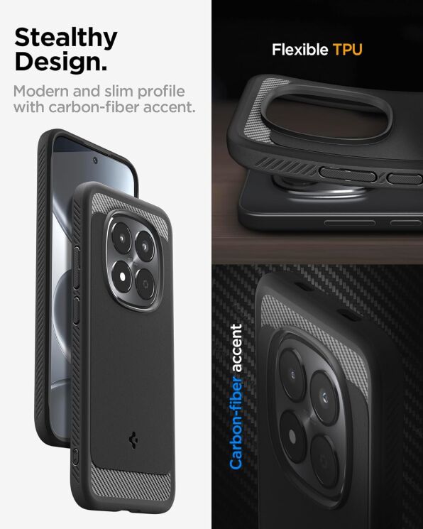 Захисний чохол Spigen Rugged Armor для Xiaomi Redmi Note 15 Pro 5G (ACS10460) - Matte Black: фото 11 з 15