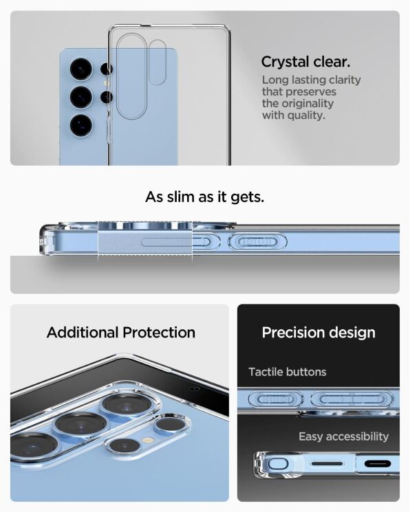 Защитный чехол Spigen (SGP) Liquid Crystal для Samsung Galaxy S25 Ultra (S938) ACS08948 - Crystal Clear: фото 11 из 14